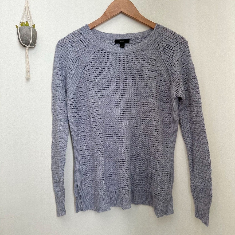 J. CREW Women's Gray Linen Blend Knit Waffle Sweater Size Small